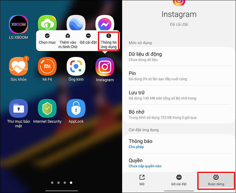 Đóng và khởi động lại ứng dụng trên Android